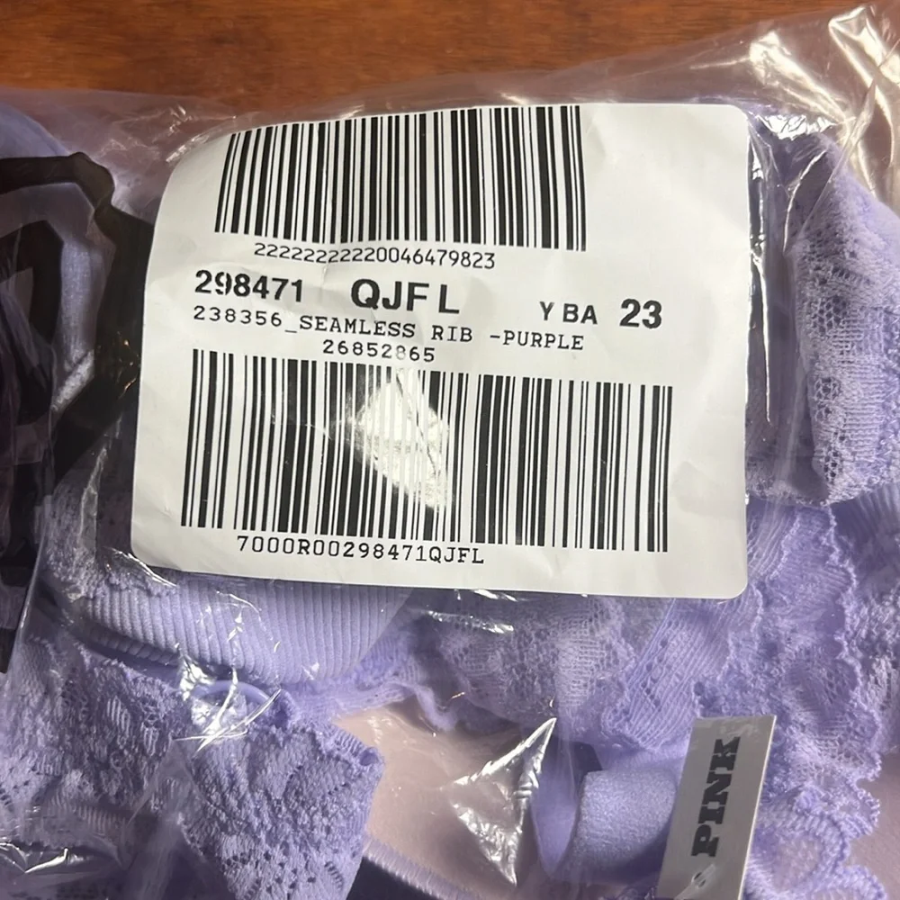VS Pink Seamless Lightly Lined Bralette in purple Large underwire high support - Picture 3 of 8